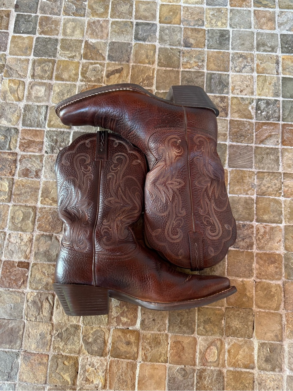 Ariat Brown Leather Trim Boots with Beige Interior - Picture 2 of 8